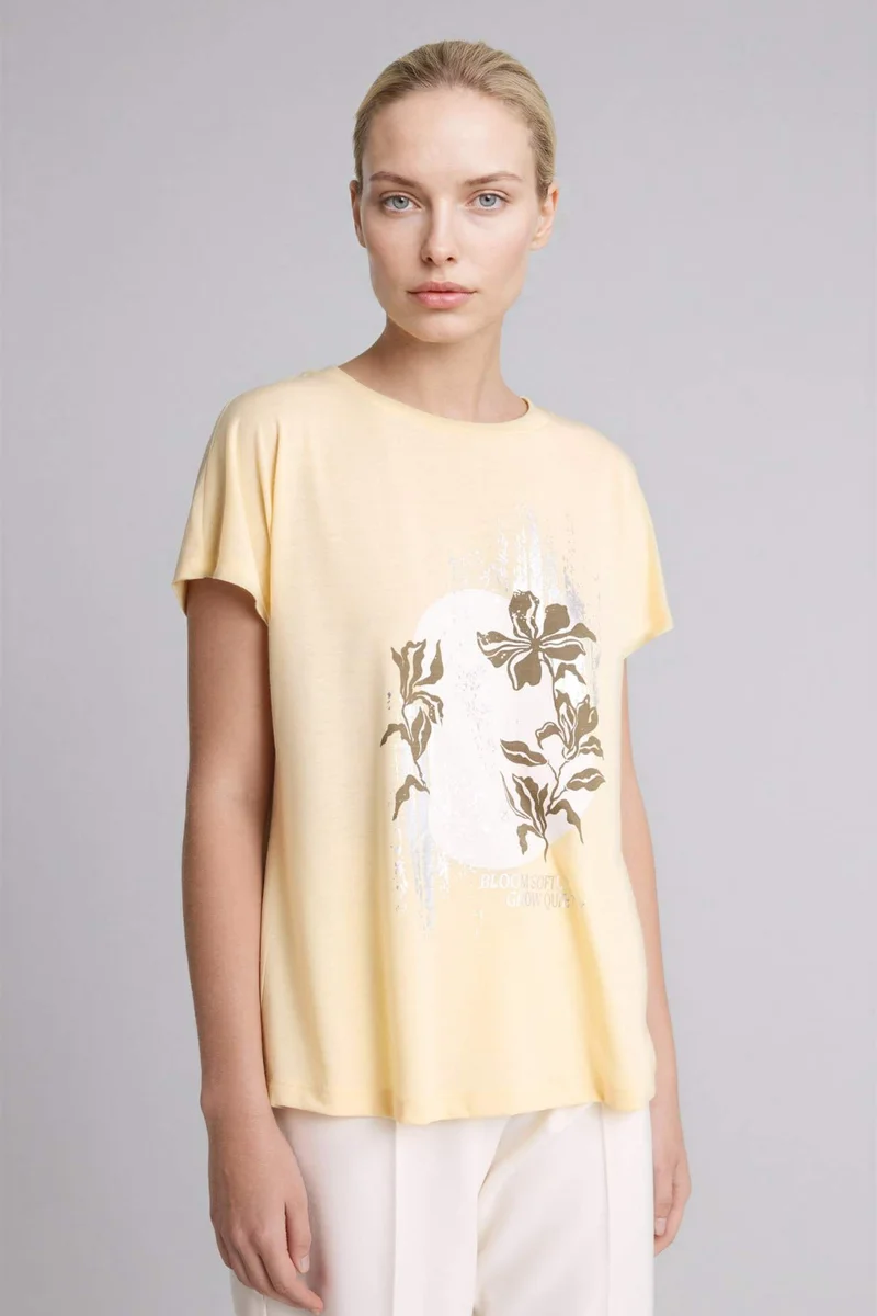 ديفاكتو Crew Neck Printed Short Sleeve T-Shirt