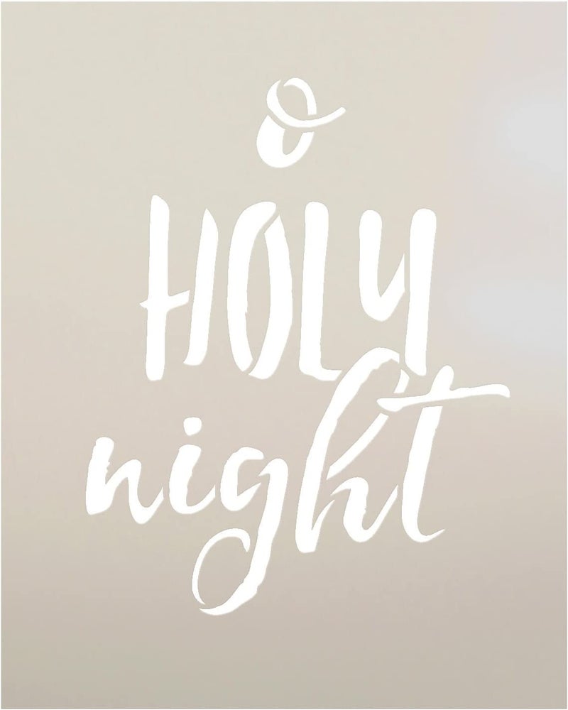 Ivana's O Holy Night Stencil | Rustic Cursive Christmas Carol Word Art - Mini 4 x 5-inch Reusable Mylar Template | Painting, Chalk, Mixed Media | Use for Journaling, DIY Home Decor - STCL1399_1 - Image 1