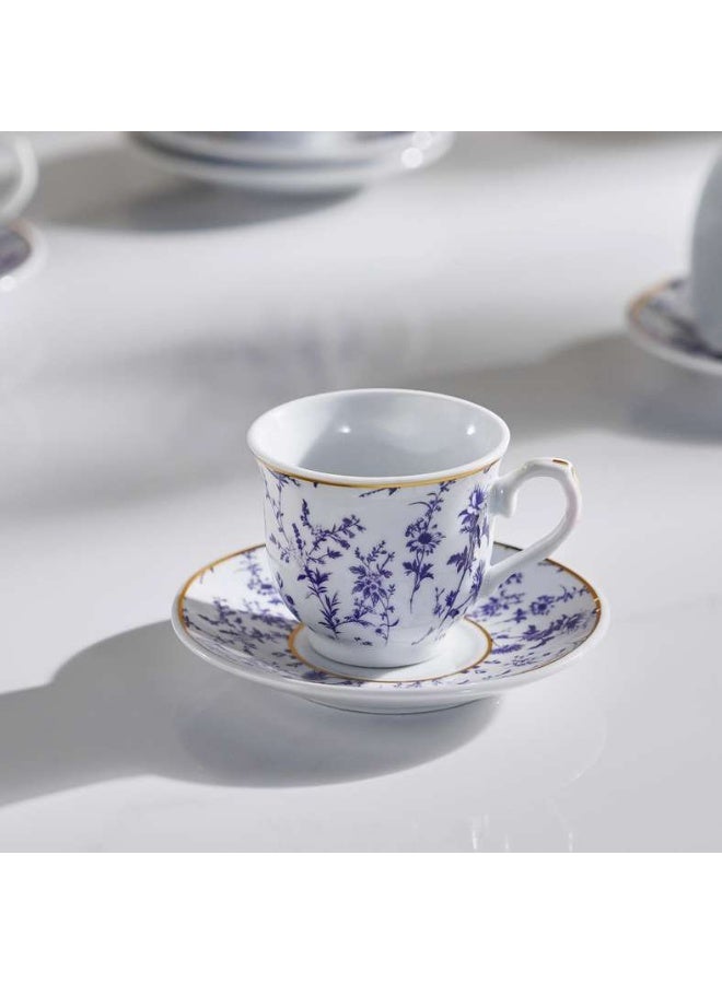 Pan Home Floret Espresso Cup & Saucer Set - White & Blue - Image 2