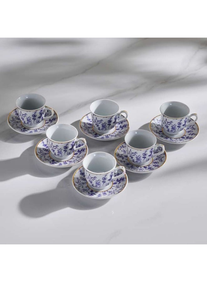 Pan Home Floret Espresso Cup & Saucer Set - White & Blue - Image 4