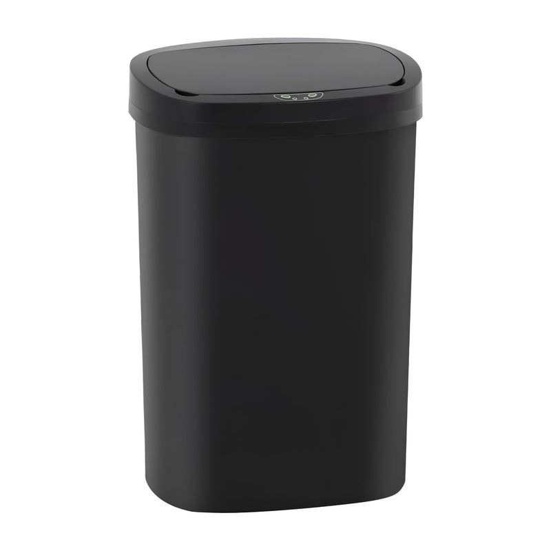 BestOffice | 13 Gallon Trash Can with Lid | Automatic Touchless Garbage Can | Odor Control | Modern Oval Design | Easy to Clean | Plastic | Black | Fits Any Kitchen, Bathroom, Office or Home - Image 1