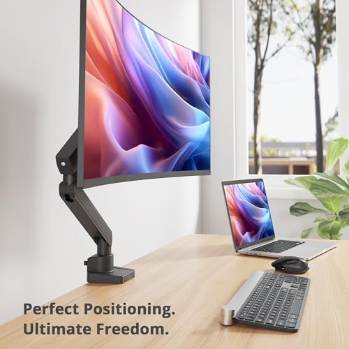 SIIG Aluminum Mechanical Single Monitor Arm Mount - Height Adjustable Desk Mount for 17in to 32in Screens - 17.6lbs Max VESA 75x75mm 100x100mm, Black - Image 2