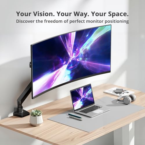 SIIG Aluminum Mechanical Single Monitor Arm Mount - Height Adjustable Desk Mount for 17in to 32in Screens - 17.6lbs Max VESA 75x75mm 100x100mm, Black - Image 3