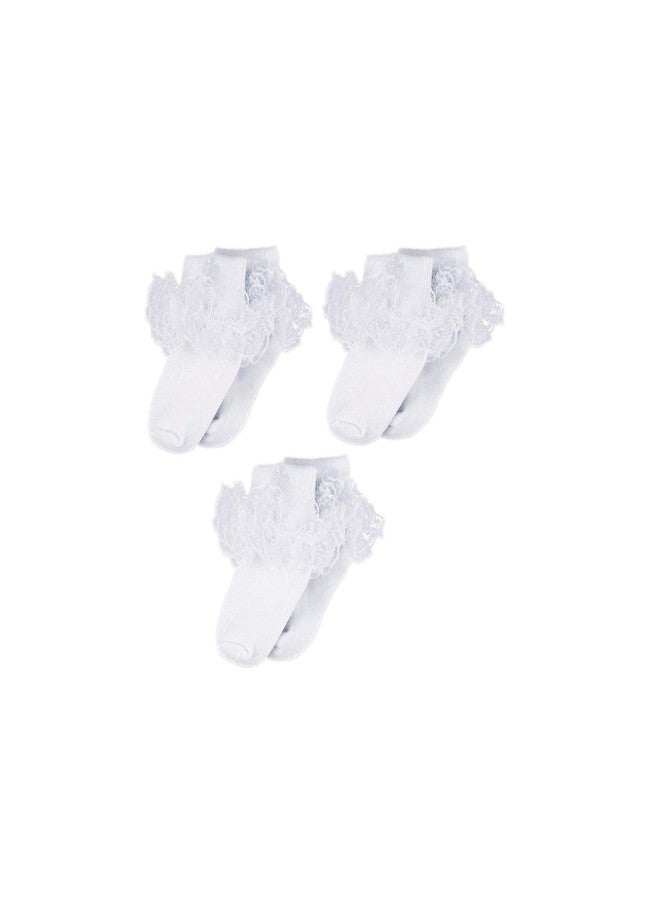 Freshfoot Cute and Soft Baby Girls Frill Socks (Pack of 3) (3-4 Years) - Image 1