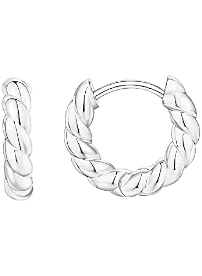 PAVOI 14K Gold Plated 925 Sterling Silver Post Twisted Huggie Earring | Women's Mini Hoop Earrings - Image 1