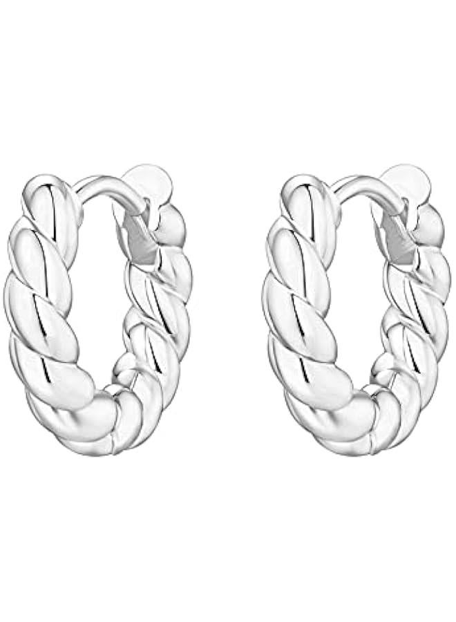 PAVOI 14K Gold Plated 925 Sterling Silver Post Twisted Huggie Earring | Women's Mini Hoop Earrings - Image 3
