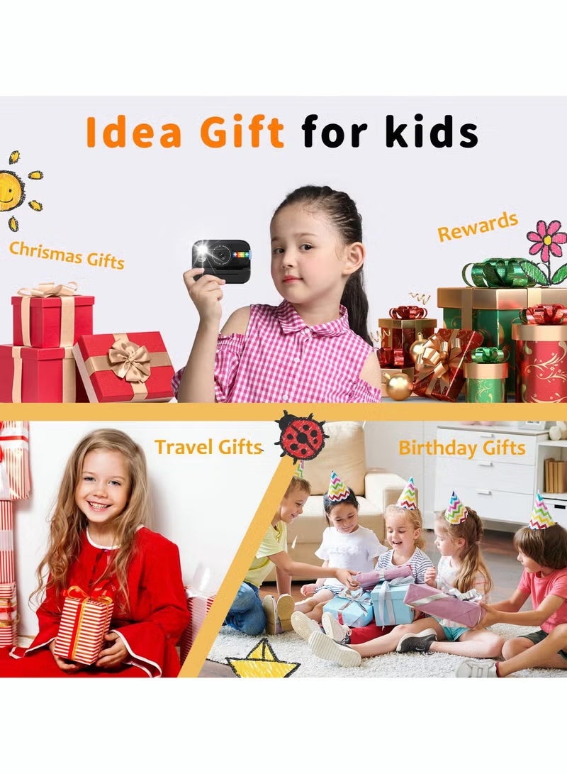 كاميرا طباعة فورية للأطفال، كاميرا رقمية بدقة 48 ميجابكسل للصور وفيديو 1080بكسل، ببطاقة 32 جيجابايت، باللون الأسود. - Image 5