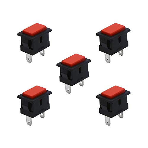 Electronicspices Electronic Spices 5 x Mini Red Rectangle Push Button Switch Momentary NO OFF-ON 2 Pins - Image 1