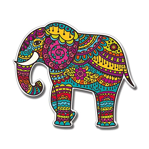 Yey Colorful Elephant Fridge Magnet Refrigerator Stylish Mandala Design for Home, Kitchen and Office Decoration (Multicolour, 4x3 inches) Single Piece - Image 1