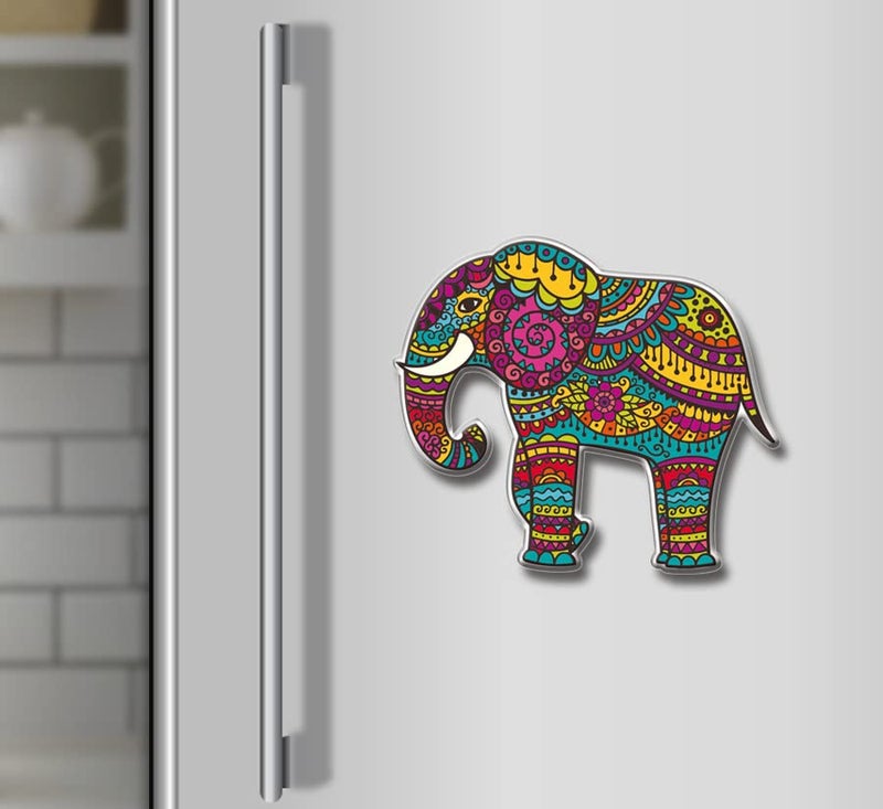 Yey Colorful Elephant Fridge Magnet Refrigerator Stylish Mandala Design for Home, Kitchen and Office Decoration (Multicolour, 4x3 inches) Single Piece - Image 2