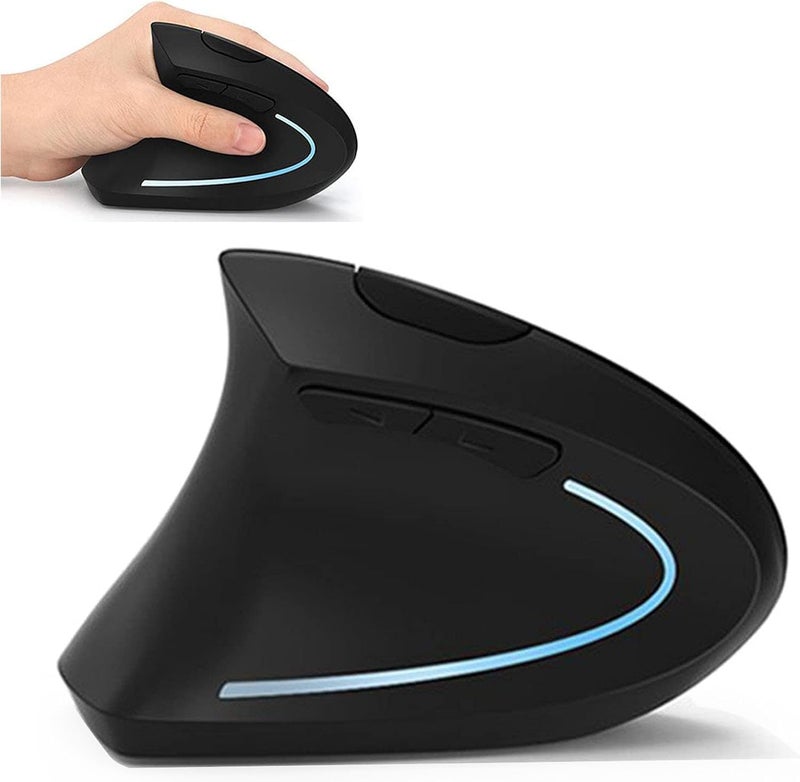 Lekvey Wireless 2.4G USB Left Hand Ergonomic Vertical Mouse - Black - Image 1
