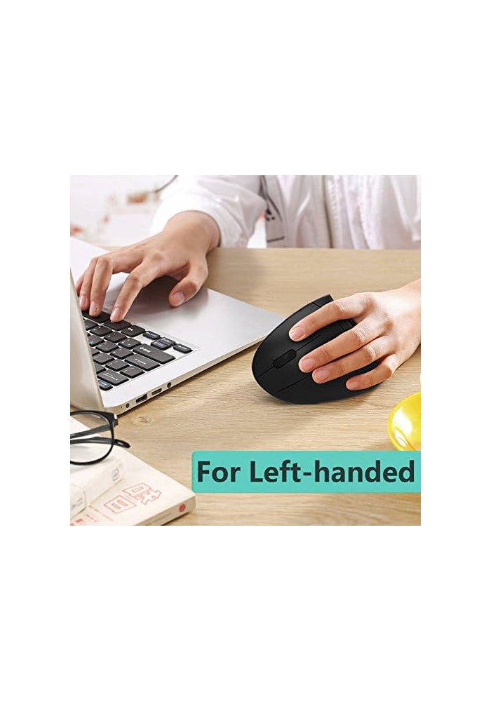 Lekvey Wireless 2.4G USB Left Hand Ergonomic Vertical Mouse - Black - Image 2