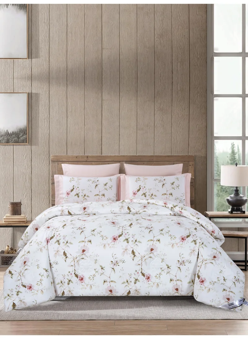 Donetella Printed 4-Pcs Queen Comforter Bedding Set Fits 160x200cm -Includes Comforter, Fitted Sheet, Pillow Shams & Pillowcases – Soft Microfiber Fabric with Soft 350 GSm Filling