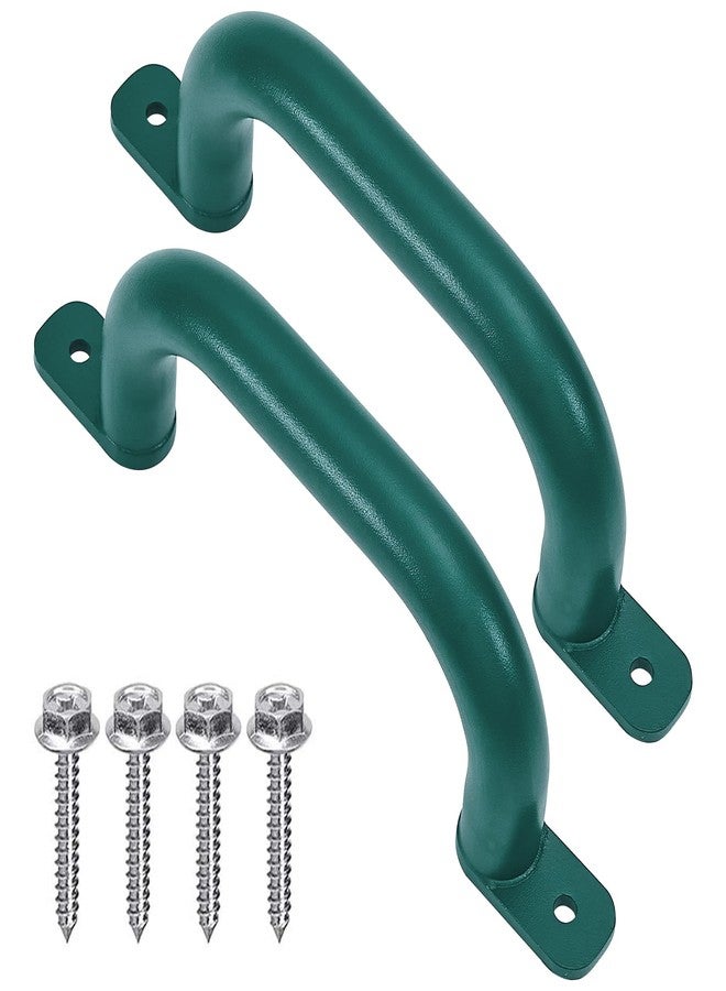 Purife 2 Pack 10'' Playground Accessories Handles Green, Outdoor Playset Grab Handles, Swing Set Hardware Kit Handles, Kids Grab Bar for Playhouse,Treehouse, Jungle Gym - Image 1