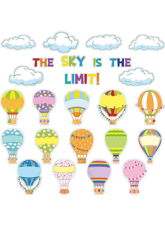 BeYumi 65Pcs Hot Air Balloon Cloud Classroom Bulletin Board Decoration Set Colorful Accents Cutouts Name Tags Labels Teacher Student Back To School Party Supplies For Elementary Preschool Kindergarten - Image 1