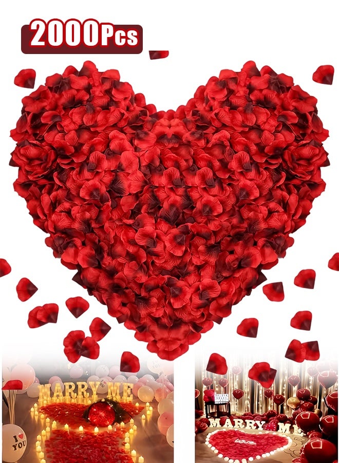 2000 PCS Artificial Rose Petals, 5x5 cm Fake Flower Petals, Romantic Decorations Special Night Set for Valentine's Day, Wedding Anniversary, Proposal, Event, Party, Table Decor, Dark Red - Image 1