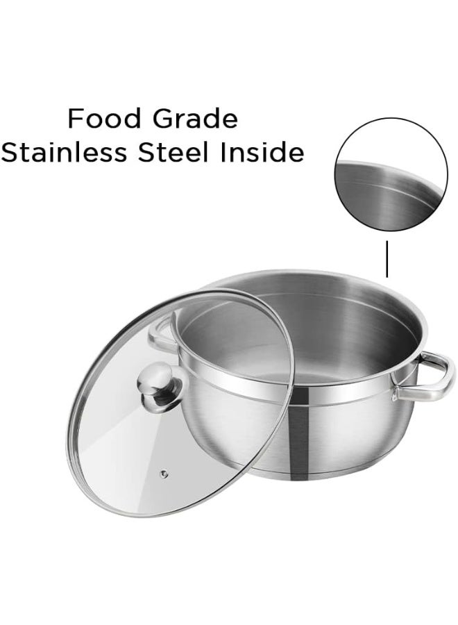 VINOD Bremen Stainless Steel Saucepot with Glass Lid, 1 Litre, 14 cm | 2.5mm Thick Base | Riveted Handle | Induction & Gas Base | Silver - Image 3
