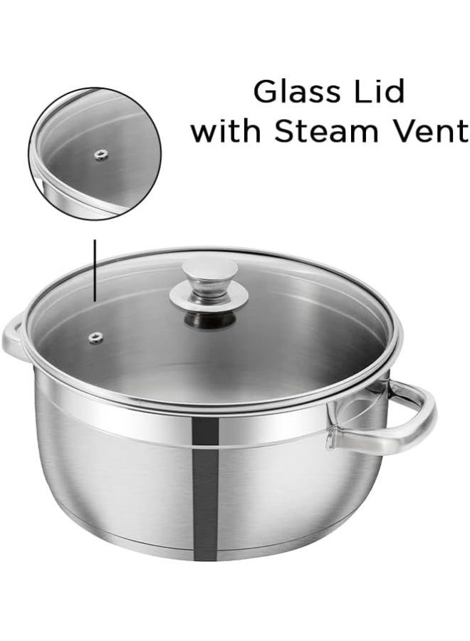 VINOD Bremen Stainless Steel Saucepot with Glass Lid, 1 Litre, 14 cm | 2.5mm Thick Base | Riveted Handle | Induction & Gas Base | Silver - Image 2