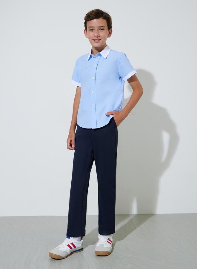 Styli Teen Boys Light Blue Contrast Trims Short Sleeves Shirt - Image 2