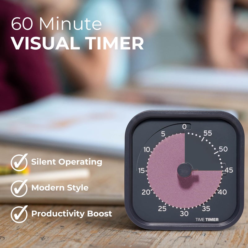 Time Timer MOD Home - Metallic Series - Individual Sized 60 Minute Visual Countdown Timer for ADHD, Adults, Students, and Pomodoro with Silent Operation (Metallic Storm) - Image 2