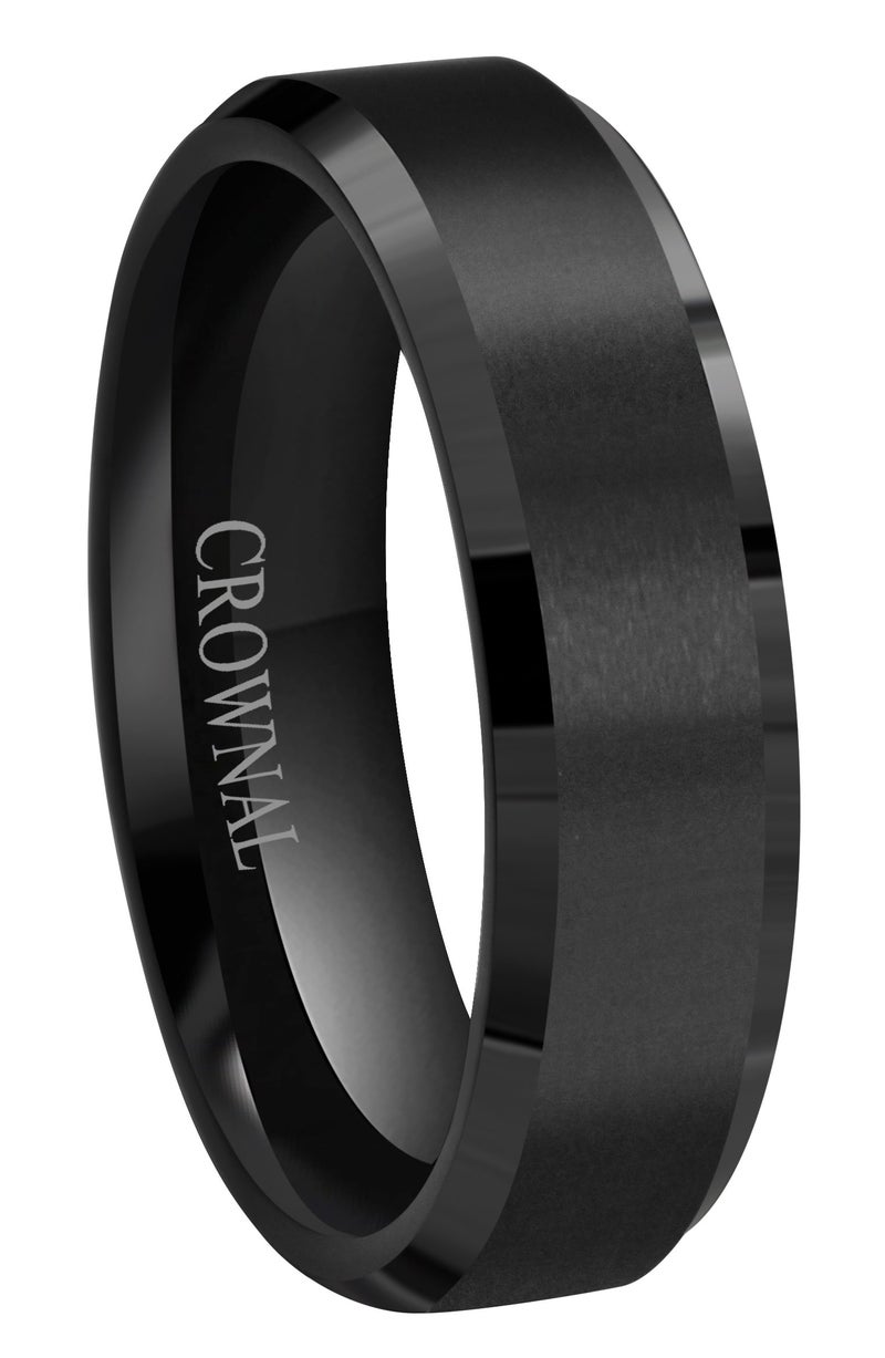 CROWNAL 6mm 8mm 10mm Black Tungsten Wedding Band Ring Men Women Matte Finish Beveled Edges Comfort Fit Size 5 To 17 (6mm,16) - Image 5