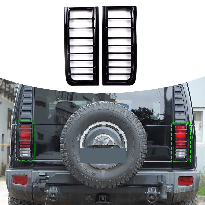 PIUGILH ABS Rear Tail Light Guards Cover Fit Hummer H2 20032009Tail Rear Lower Tail Light Lamp Protector2PcsBlack