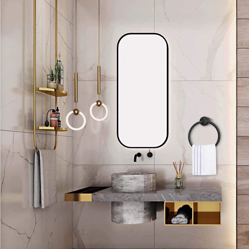None/Brand Matte Black Towel Ring for Bathroom 1 Pack, Kitchen Bath Towel Holder Hangers Wall Mount Heavy Duty Storage Stainless Steel - Image 1