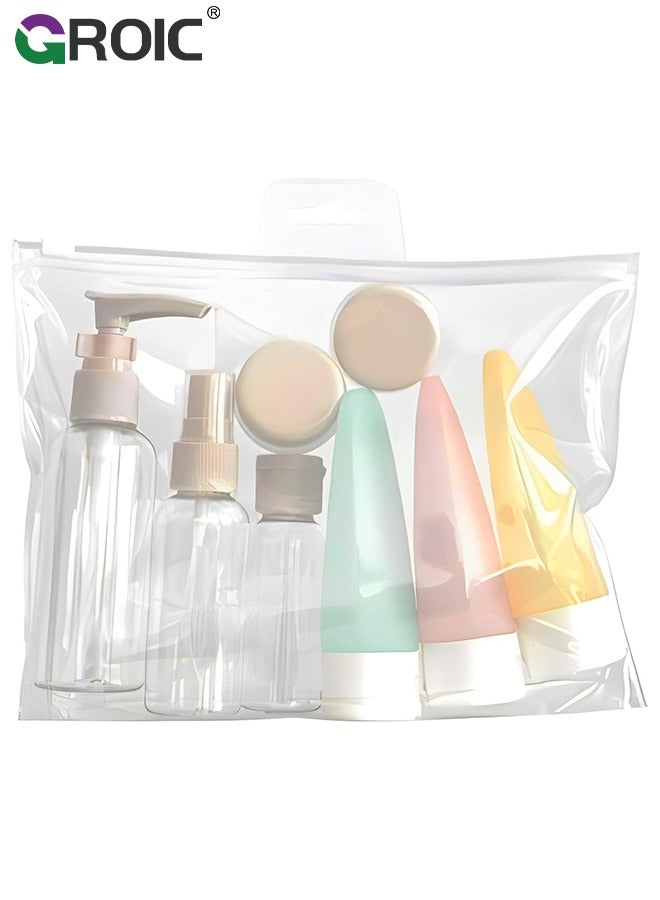 GROIC 11 Pack Travel Bottles Set for Toiletries,Travel Containers for Toiletries, Refillable Bottle Set Spray Lotion Shampoo Shower Gel Cosmetic Empty Liquid Container,Portable Travel Makeup Tool - Image 1