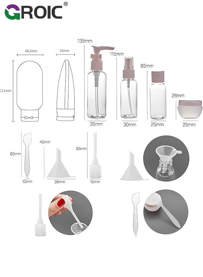 GROIC 11 Pack Travel Bottles Set for Toiletries,Travel Containers for Toiletries, Refillable Bottle Set Spray Lotion Shampoo Shower Gel Cosmetic Empty Liquid Container,Portable Travel Makeup Tool - Image 4