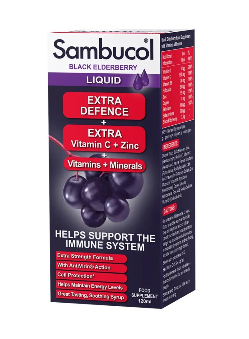 Sambucol Black Elderberry, Vitamin C & Zinc 120 ml Liquid - Image 1