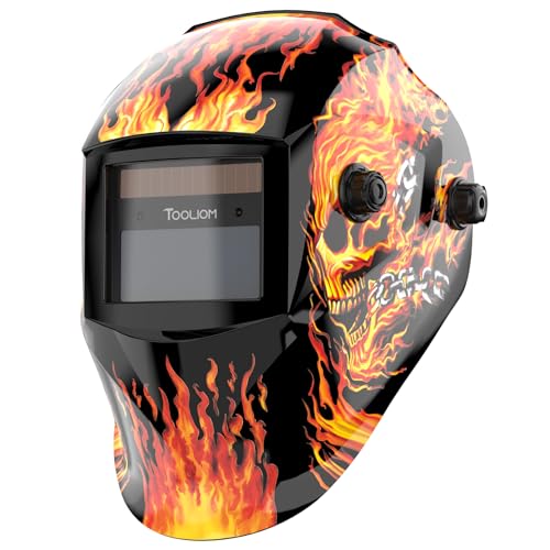TOOLIOM Welding Helmet Auto Darkening Solar Powered with Adjustable Shade 4/9-13 for TIG MIG ARC Flaming Skull Design Welder Mask - Image 1
