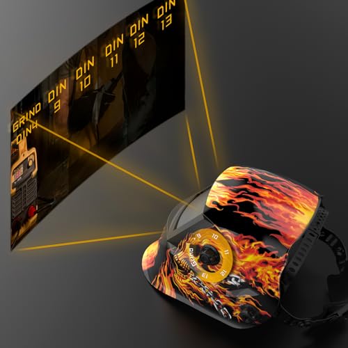 TOOLIOM Welding Helmet Auto Darkening Solar Powered with Adjustable Shade 4/9-13 for TIG MIG ARC Flaming Skull Design Welder Mask - Image 5