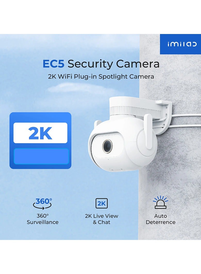 Imilab Smart Security Camera Outdoor Spotlight Plug-in Wi-Fi 2K EC5 - White - Image 3