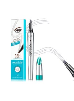 QIC QIC Eyebrow 4 Tip Brow Pencil Microblading Pen Waterproof LongLasting with Upgrade MicroFork Tip Applicator for Natural Brows Gray05 
