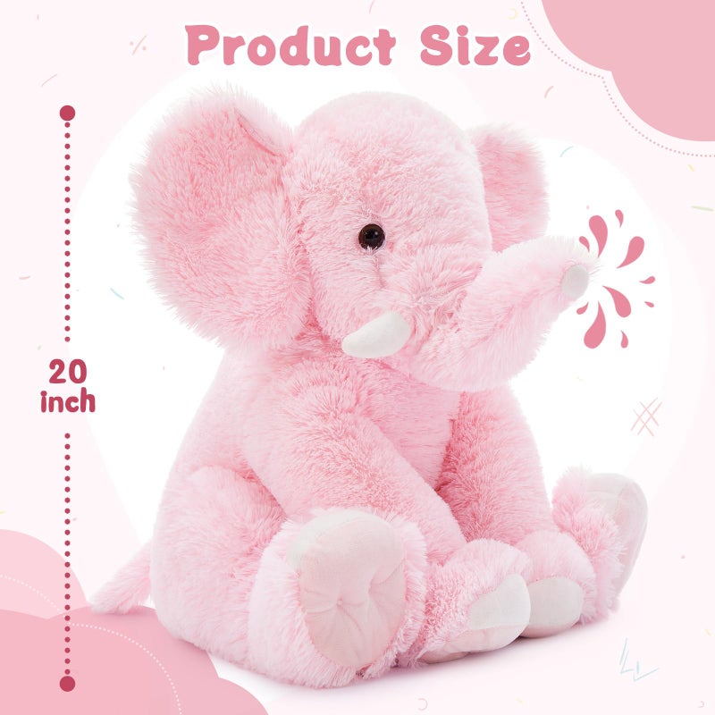 MorisMos Large Elephant Stuffed Animal 196inch Soft Stuffed Elephant Plush Companion Gifts for Girls Boys Pink - Image 3