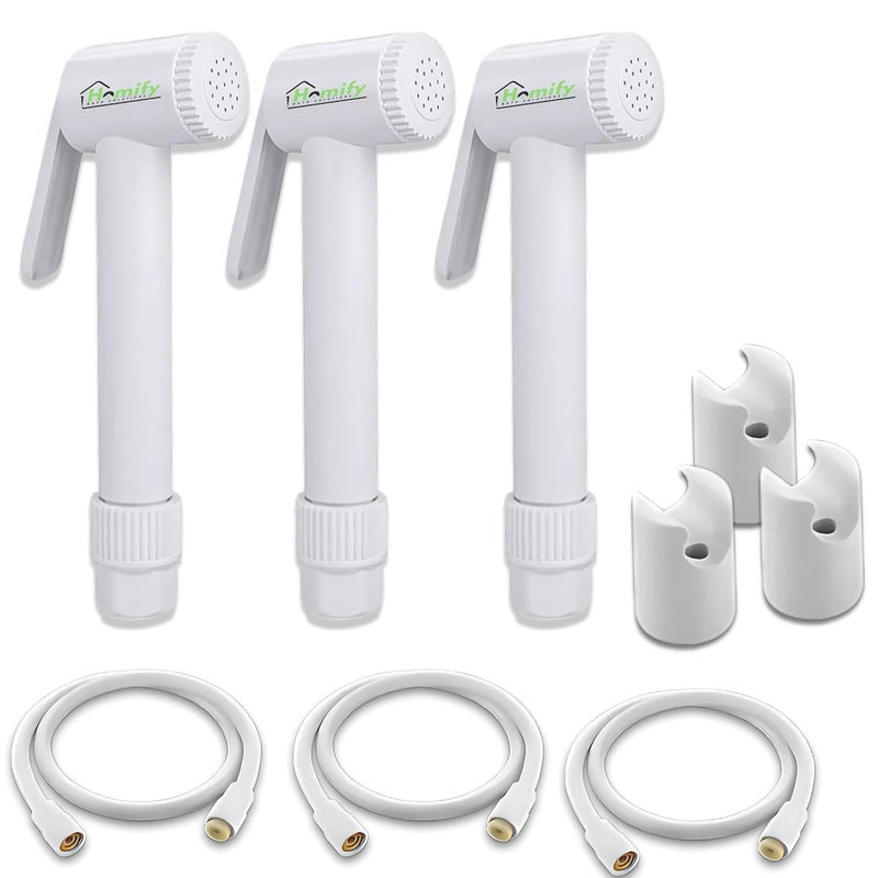 Homify ABS Health Faucet Jet Spray Pack of 3 HighPressure Handheld Bidet Sprayer for Toilet LeakProof with Flexible Hose Commode Seat Shower English Seat Spray DIY Installation - Image 1