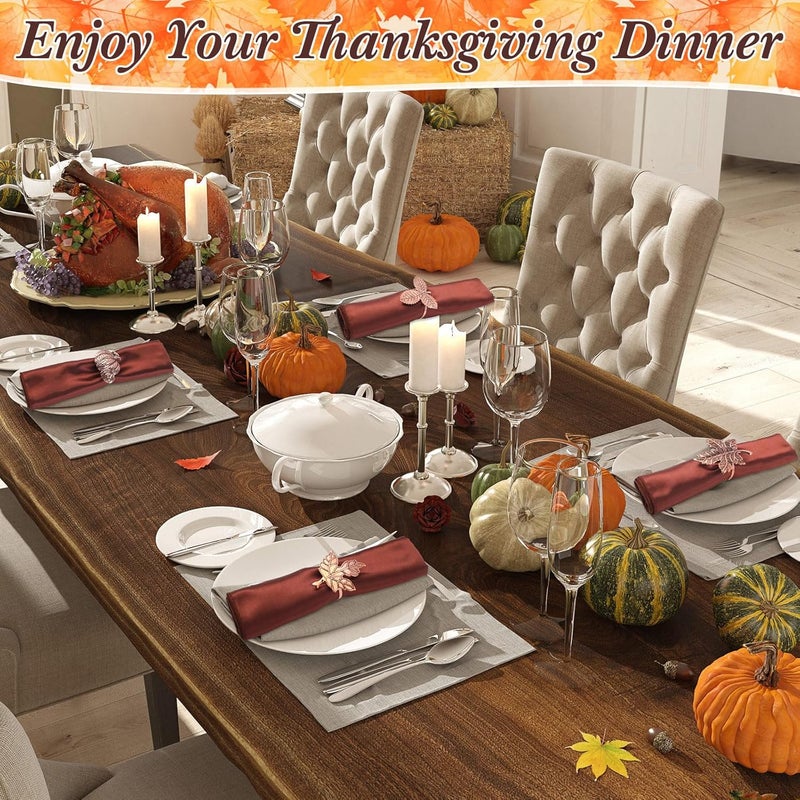 Remerry 8 Pcs Thanksgiving Napkin Ring Harvest Fall Leaf Pumpkin Holders Retro Alloy Metal Napkin Ring Buckle for Thanksgiving Wedding Table Supplies(Leaf and Pumpkin) - Image 4
