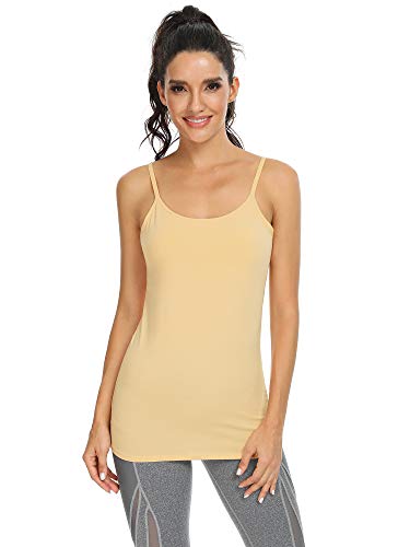 Orrpally Women Cotton Camisole Shelf Bra Cami Tank Tops Adjustable Spaghetti Strap Tank Top 3-Pack Black/White/Apricot M - Image 2