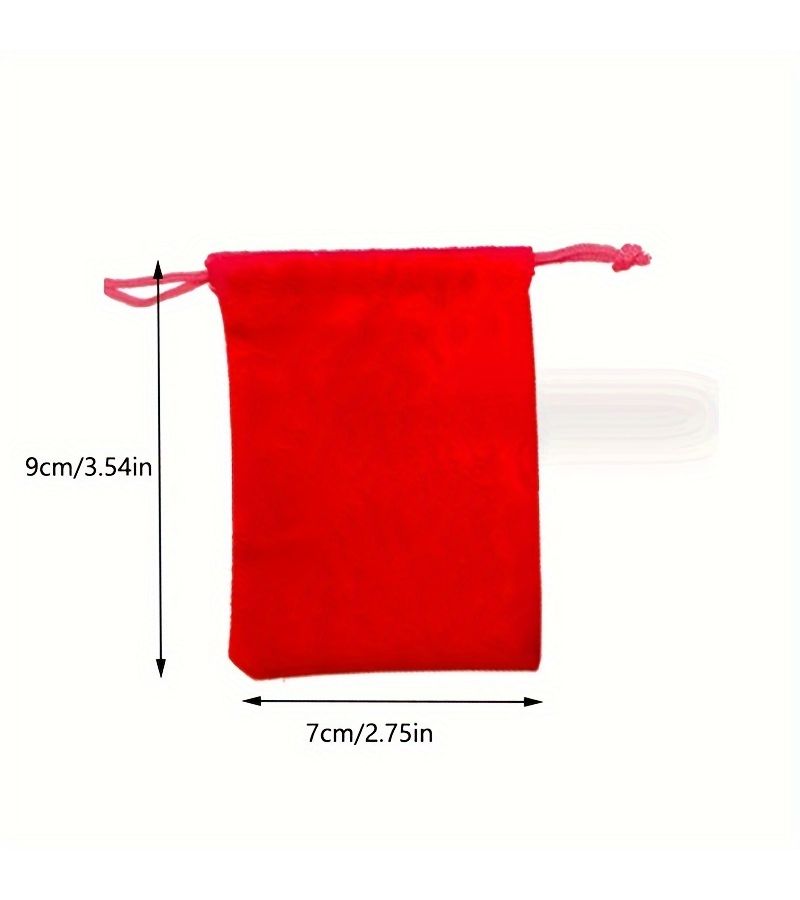 10pcs Plush Red Drawstring Bags for Jewelry Cosmetic Coin Storage Christmas Gift Organizer - Image 2