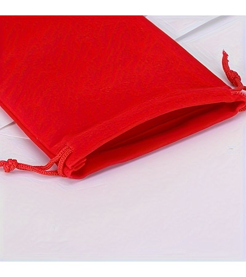 10pcs Plush Red Drawstring Bags for Jewelry Cosmetic Coin Storage Christmas Gift Organizer - Image 5
