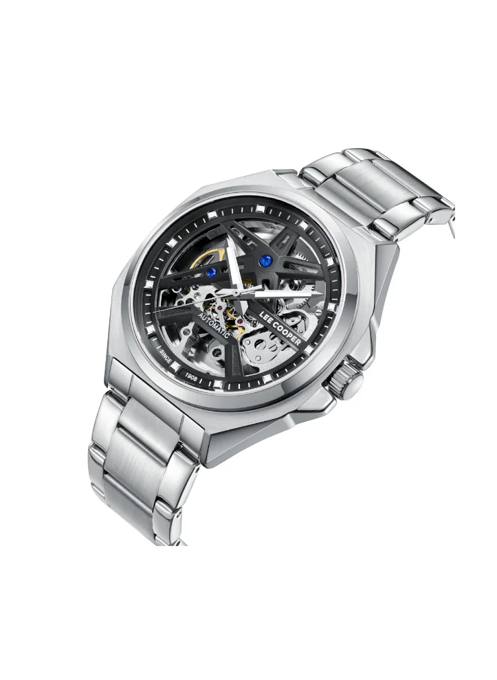 Lee Cooper Men's Automatic Display Watch With Silver Metal Strap - LC08097.330