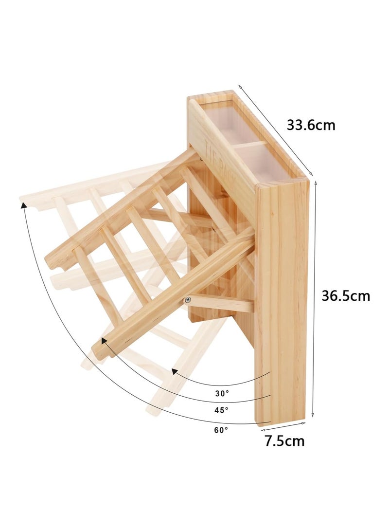 Natural Beech Wood Tie Organizer with Five Hanging Bars, Wall Mounted Tie Hanger Holds up to 25 Ties, Tie Display Racks for Wall Storage, Tie Organizer for Men. - Image 3