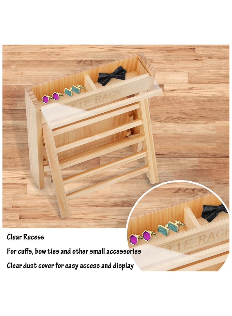 Natural Beech Wood Tie Organizer with Five Hanging Bars, Wall Mounted Tie Hanger Holds up to 25 Ties, Tie Display Racks for Wall Storage, Tie Organizer for Men. - Image 4