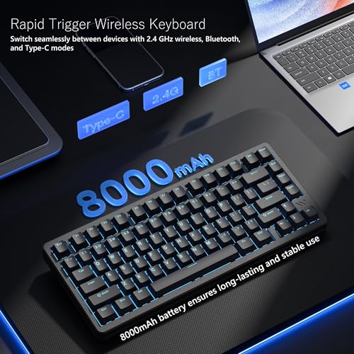 Womier SK75 TMR/HE Hall Effec Keyboard 75%, Wireless Mechanical Keyboard Rapid Trigger Custom Magnetic Switch Keyboards with 8000 Hz Hot Swap, BT/2.4G/USB-C with Mac Windows Linux (Aluminum) - Image 5