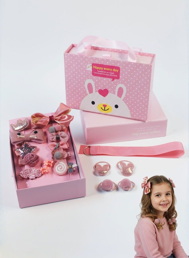 Sharpdo 18-Pieces Baby Girl Accessories, Baby Gifts Set with Flower Hair Ties and Hair Pins for Little Girls Birthday, Party, Daily Wear - Image 1