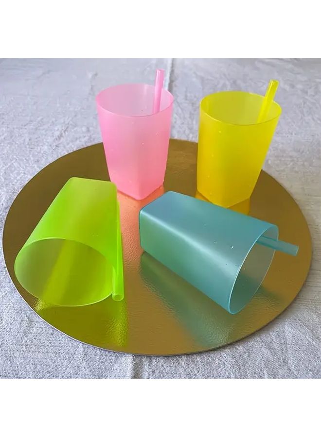2pcs Random Color Conjoined Straw Cup Anti Fall Plastic Juice Water Cup - Image 5