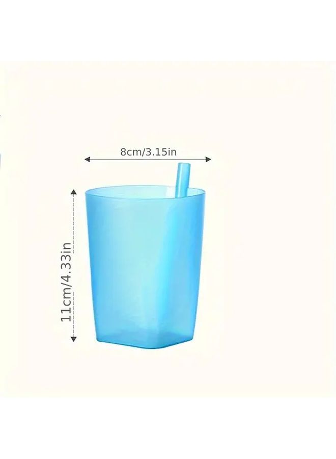 2pcs Random Color Conjoined Straw Cup Anti Fall Plastic Juice Water Cup - Image 3
