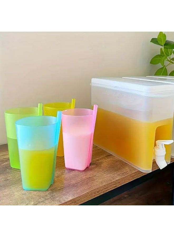 2pcs Random Color Conjoined Straw Cup Anti Fall Plastic Juice Water Cup - Image 4