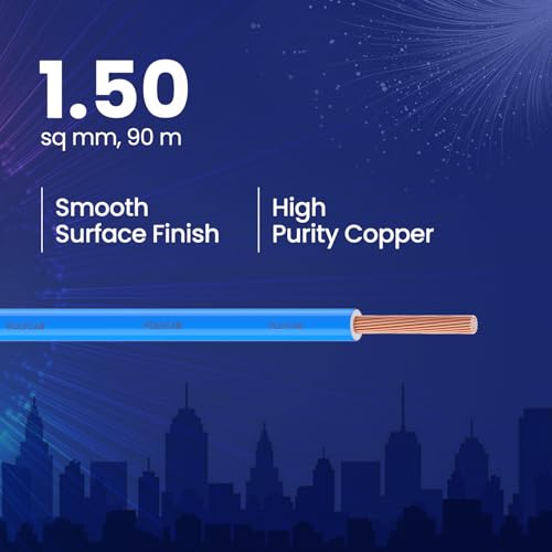 Polycab Suprema 1.5 sqmm Electron beam technology housewire|1.505C heat withstand capacity| No melt-No drip PVC insulation| 60 years product life|85% higher current carrying capacity|90M coil【Blue】 - Image 2