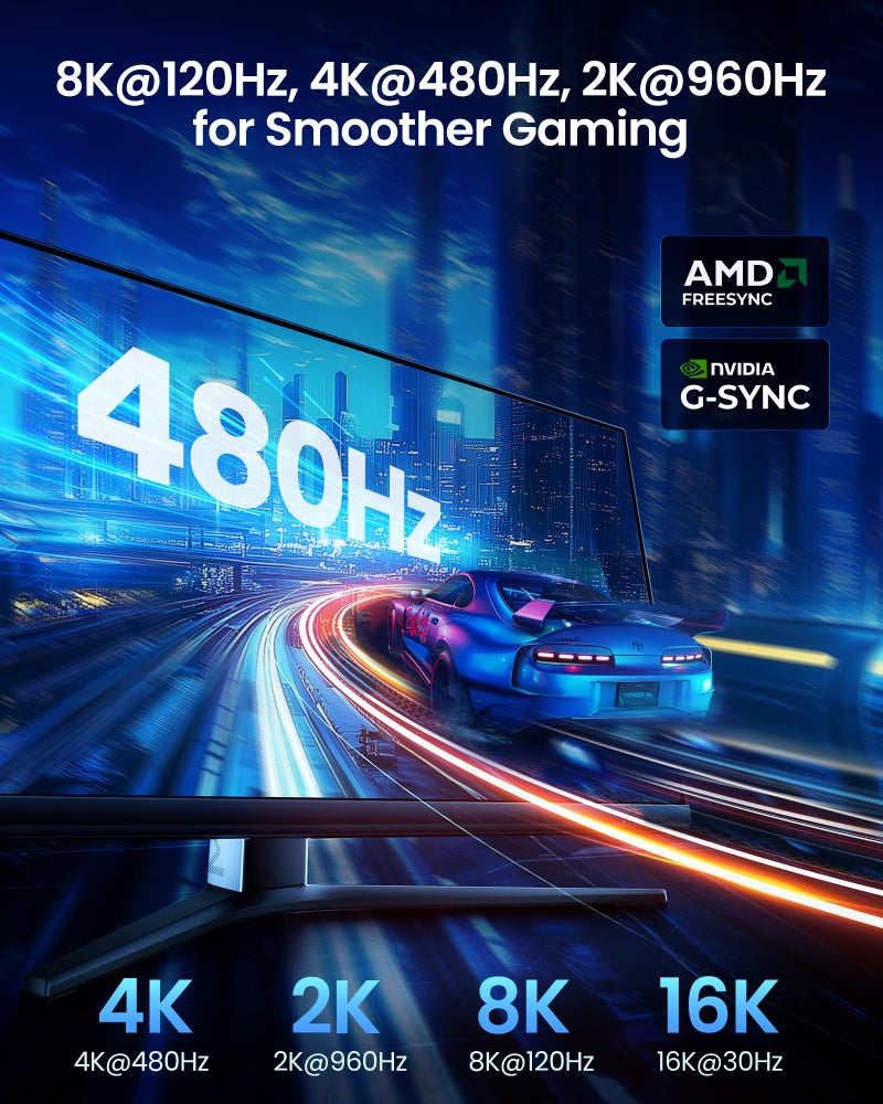 Silkland 54Gbps DisplayPort Cable 2.1 [VESA Certified], [8K@165Hz, 4K@480Hz 360Hz 240Hz] DP 2.1 Cable 16K, DP54 HDR DSC 1440P Display Port Cord Compatible G-Sync Gaming Monitor 5090 7900XTX, 6.6FT - Image 2